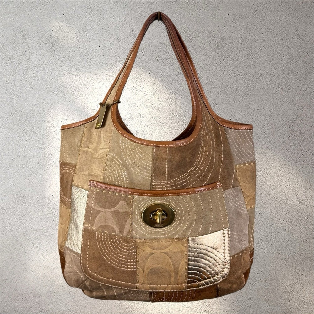 Vtg Y2K Coach 11310 Ergo Patchwork Suede Turn Lock Hobo Hand Bag Shoulder Tote